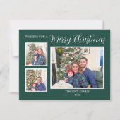 Carte de Noël Joyeux Plaid Bleu et Vert (Devant)