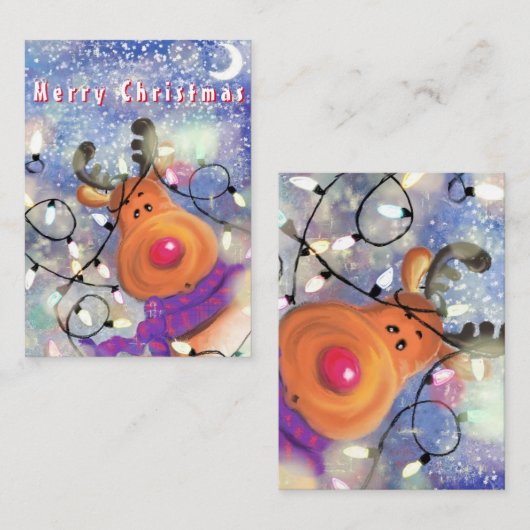 Carte de Noël Joyeux renne (Devant / Derrière)
