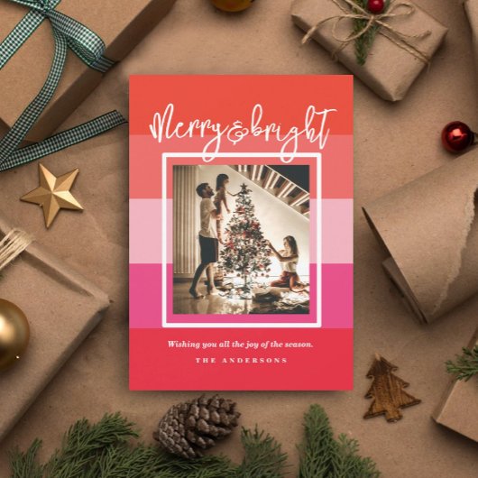 Carte de Noël Joyeux rouge et Lumineux