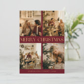 Carte de Noël Joyeux Rouge moderne et élégant (Debout devant)