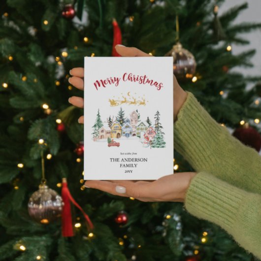 Carte de Noël Joyeux | Scène hivernale enneigée d'