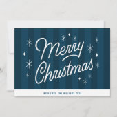 Carte de Noël Joyeux Script bleu moderne (Devant)