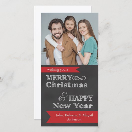 Carte de Noël Joyeux tableau noir (Devant / Derrière)