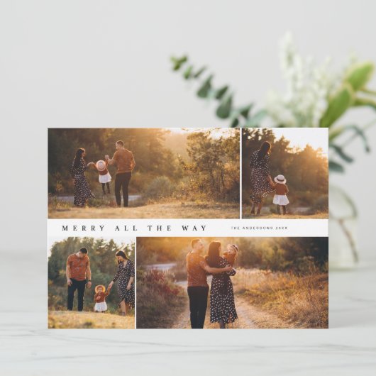 Carte de Noël Joyeux tout au long du chemin 4-Phot (Debout devant)