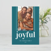 Carte de Noël Joyeux Turquoise Photo moderne (Debout devant)