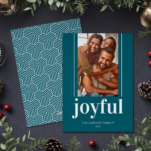 Carte de Noël Joyeux Turquoise Photo moderne
