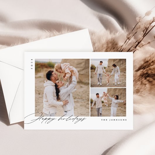 Carte de Noël Joyeux Vacances Minimale Famille