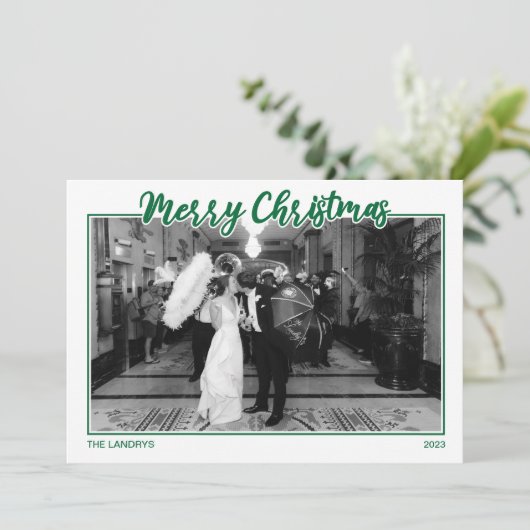 Carte de Noël Joyeux Vert (Debout devant)