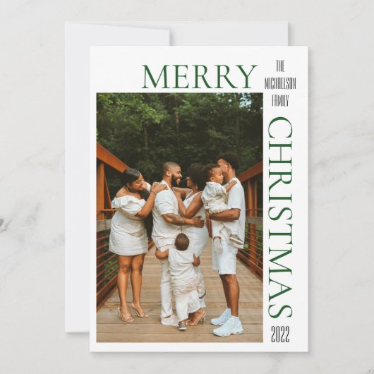 Carte de Noël Joyeux vert moderne (Devant)