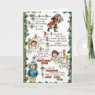 Carte de Noël Joyeux vintage - Carte Cupie