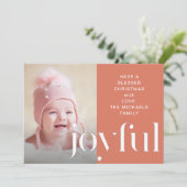 Carte de Noël Joyful Coral Photo Grey (Debout devant)