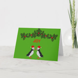 Carte de Noël jumelle de macareux de joie