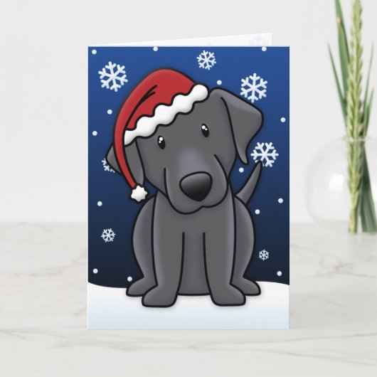 Carte de Noël Kawaii Black Lab (Devant)