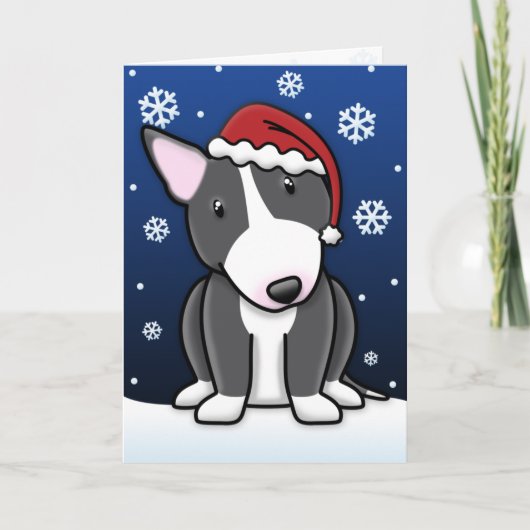 Carte de Noël Kawaii Black White Bull Terrier (Devant)