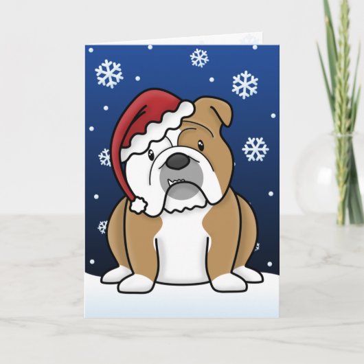 Carte de Noël Kawaii English Bulldog (Devant)