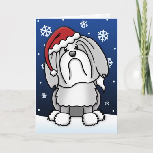 Carte de Noël Kawaii Lowchen (Devant)