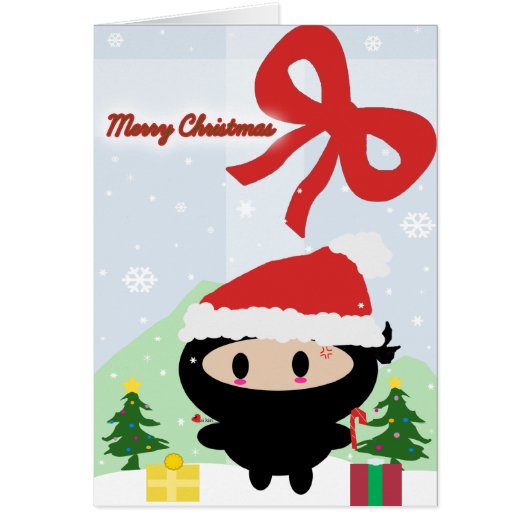 Carte de Noël Kawaii Ninja (Devant)