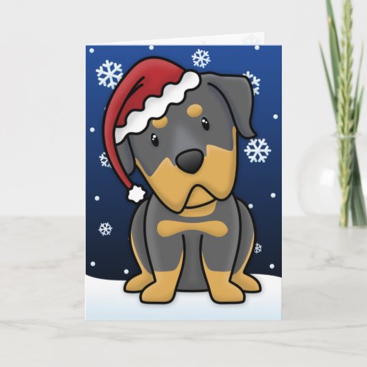 Carte de Noël Kawaii Rottweiler (Devant)