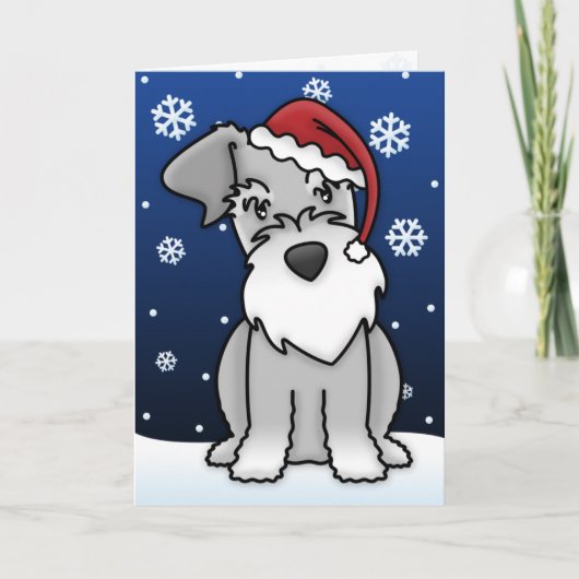 Carte de Noël Kawaii Schnauzer (Devant)