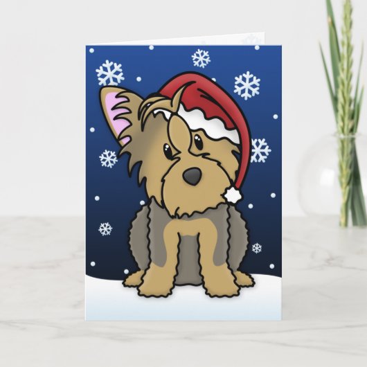 Carte de Noël Kawaii Yorkshire Terrier (Devant)