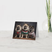 Carte de Noël Keeshond Puppies (Devant)