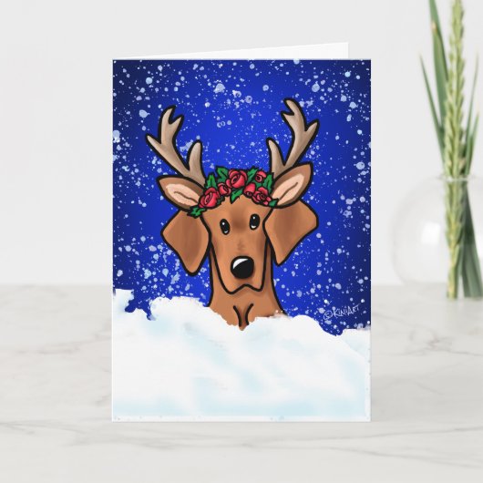 Carte de Noël KiniArt Vizsla Hound (Devant)