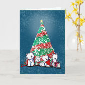 Carte de Noël KiniArt Westie Terriers (Fleur jaune)