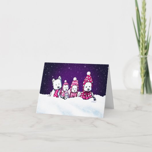 Carte de Noël KiniArt Winter Westies (Devant)