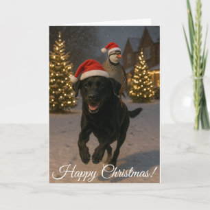 Carte de Noël Labrador noir et Perdrix