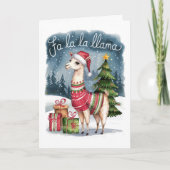 Carte de Noël Lama Fa La La Mignonne (Devant)