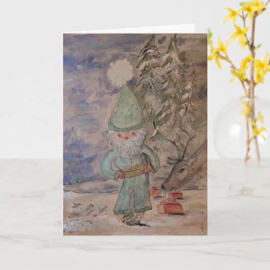 Carte de Noël "Le Tonttu" (Fleur jaune)