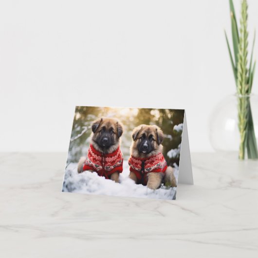 Carte de Noël Leonberger Puppies (Devant)