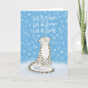 Carte de Noël 'Let it snow' mignonne léopard des n