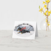 Carte de Noël Lévrier Dashant dans la Neige (Fleur jaune)