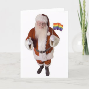 Carte de Noël LGBT de Père Noël et drapeau de la f