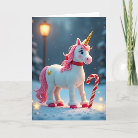 Carte de Noël Licorne Magique (Devant)