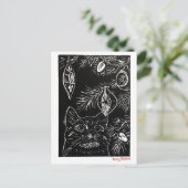 Carte de Noël Linogravure Chat (Debout devant)