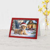 Carte de Noël Lion Cub (Fleur jaune)