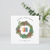 Carte de Noël Logo d'affaires Wreath Vacances (Debout devant)