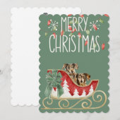 Carte de Noël Long Cheveux Dachsund (Devant / Derrière)