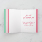 Carte de Noël "Love Joy Peace" Pink Mint Stripes (Intérieur)