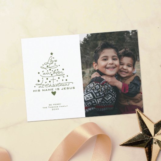 Carte de Noël Love Was Born Tree