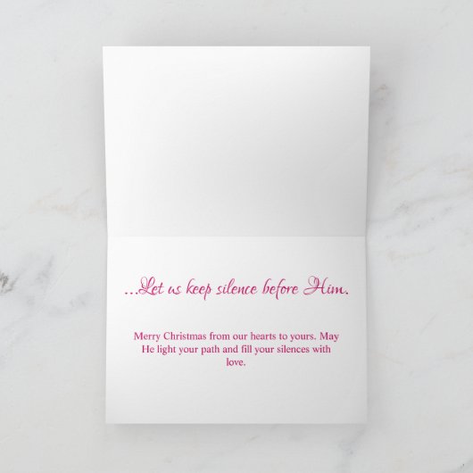 Carte de Noël Lumière et Silence (Intérieur)