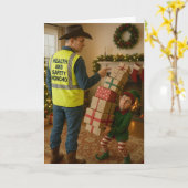 Carte de Noël - Lutin et sécurité (Fleur jaune)