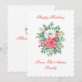 Carte de Noël luxe à personnalisation florale en f (Devant / Derrière)