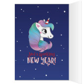 Carte de Noël magique licorne de Noël pétillant (Intérieur (Gauche))