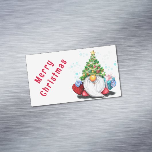 Carte de Noël Magnet Gnome avec cadeaux (In Situ)