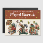 Carte de Noël magnétique aux champignons magiques  (Devant / Derrière)