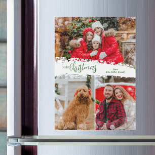 Carte de Noël magnétique avec 3 photos