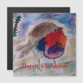 Carte de Noël magnétique Robin (Devant / Derrière)